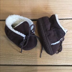 Brown Faux Fur Baby Booties